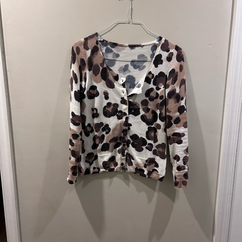 Leopard Print Cardigan Sweater
